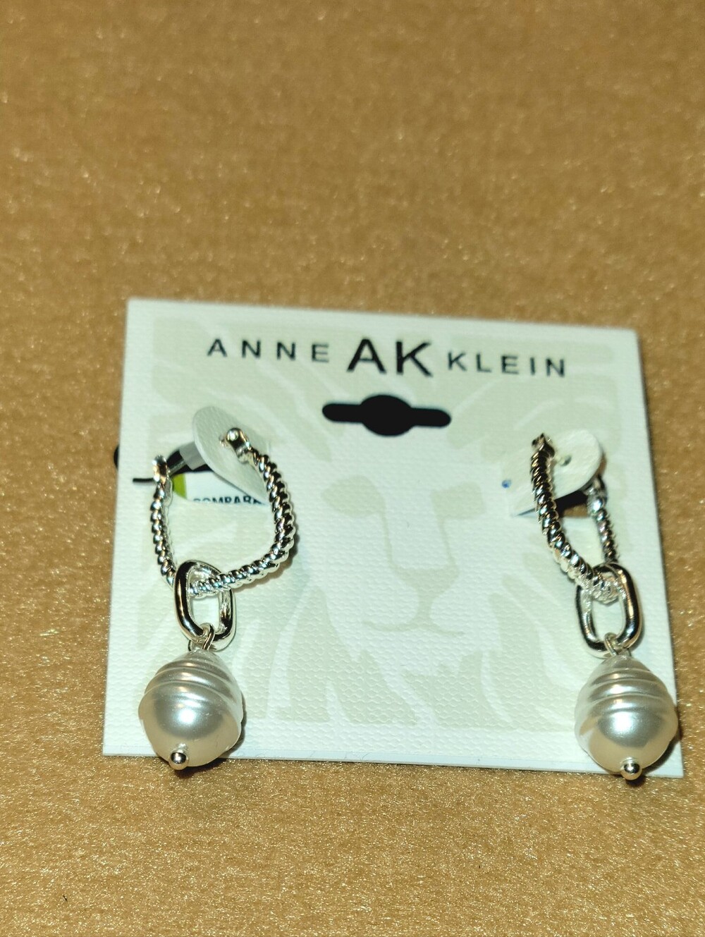 Anne Klein Silver Tone Chain Pearl Drop Earrings